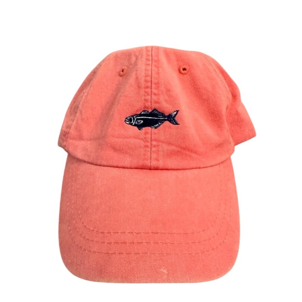 Adams Headwear Coral Pink Fish Embroidered Baseball Cap Hat Leather Strap LP101